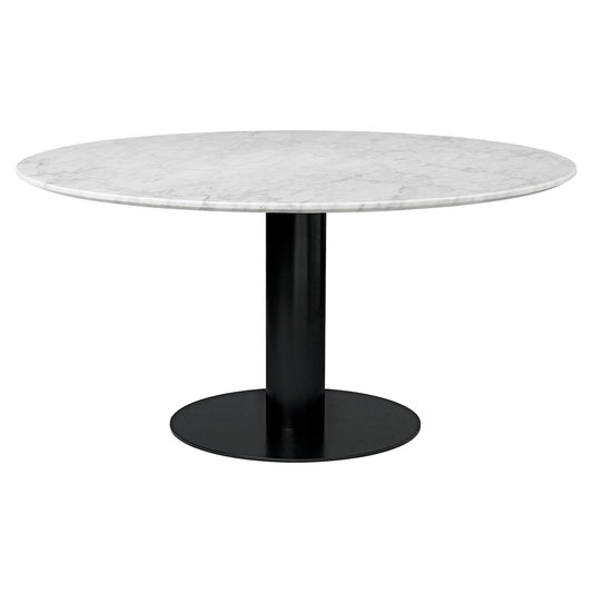 2.0 Round Dinning Table - White Marble, Black