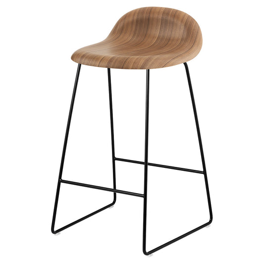 3D Counter Stool - American Walnut, Black Sledge Base