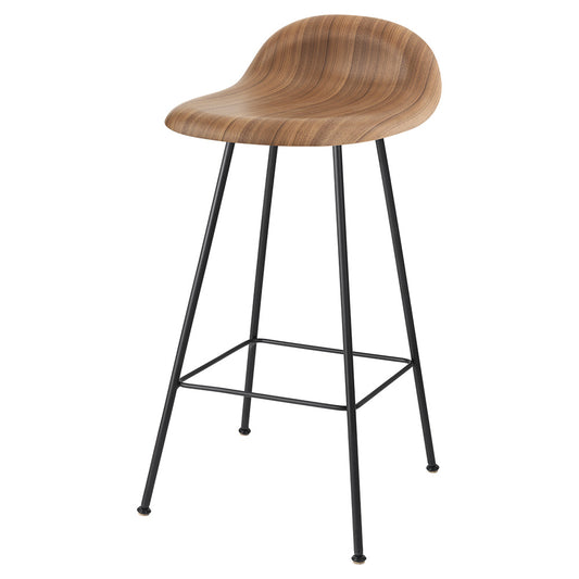 3D Counter Stool - Wood Seat, Black Center Base
