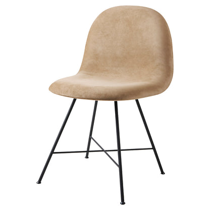 3D Front Upholstered Dining Chair - American Walnut Shell, Black Matte Stainless Steel Center Base