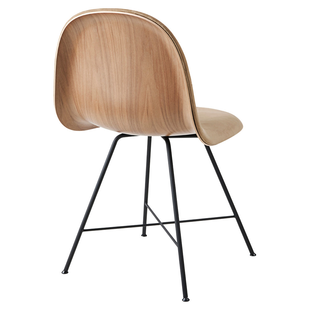3D Front Upholstered Dining Chair - American Walnut Shell, Black Matte Stainless Steel Center Base