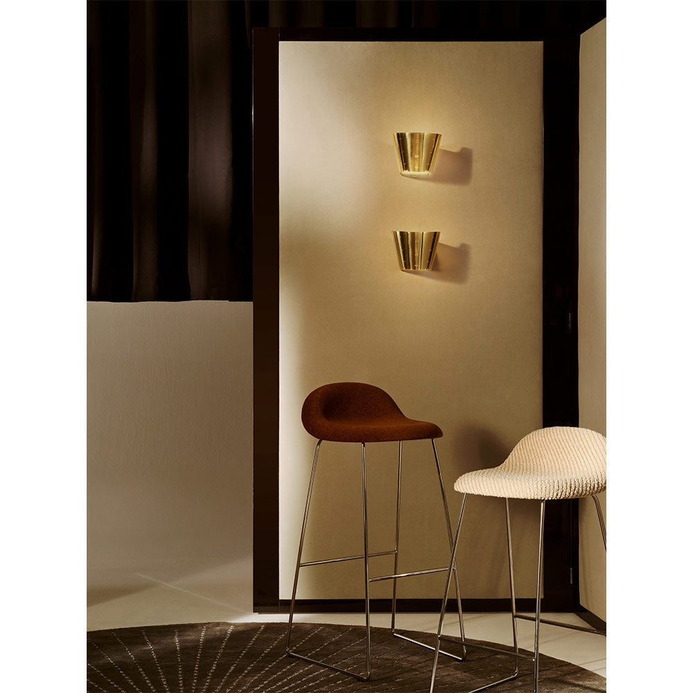 3D Fully Upholstered Counter Stool - Polished Stainless Steel Sledge Base