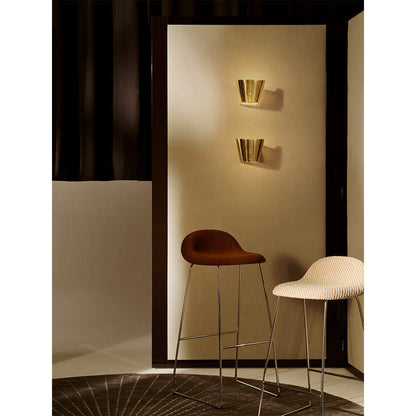 3D Fully Upholstered Counter Stool - Polished Stainless Steel Sledge Base