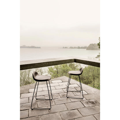 3D Unupholstered Counter Stool - Black Plastic, Black Matte Stainless Steel Sledge Base