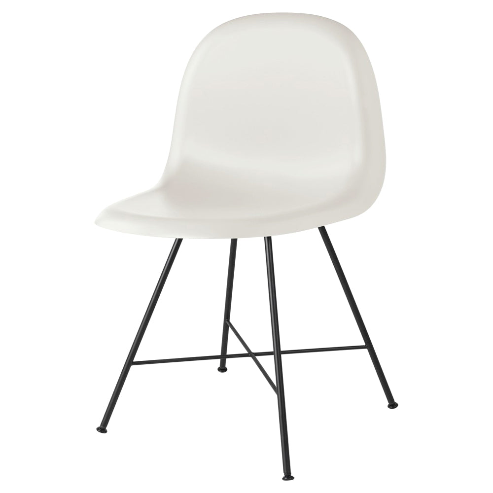3D Unupholstered Dining Chair - Alabaster White Plastic, Black Matte Stainless Steel Center Base