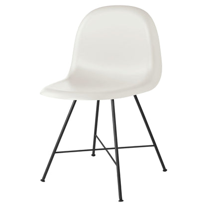 3D Unupholstered Dining Chair - Alabaster White Plastic, Black Matte Stainless Steel Center Base