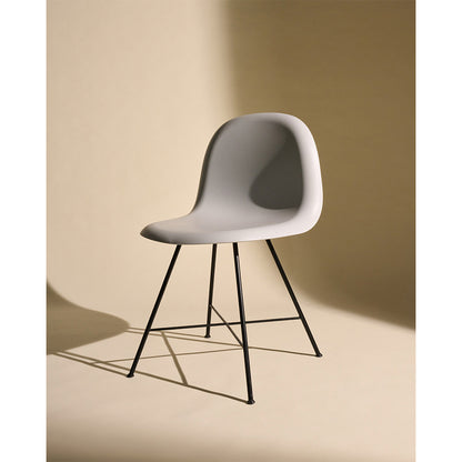 3D Unupholstered Dining Chair - Alabaster White Plastic, Black Matte Stainless Steel Center Base
