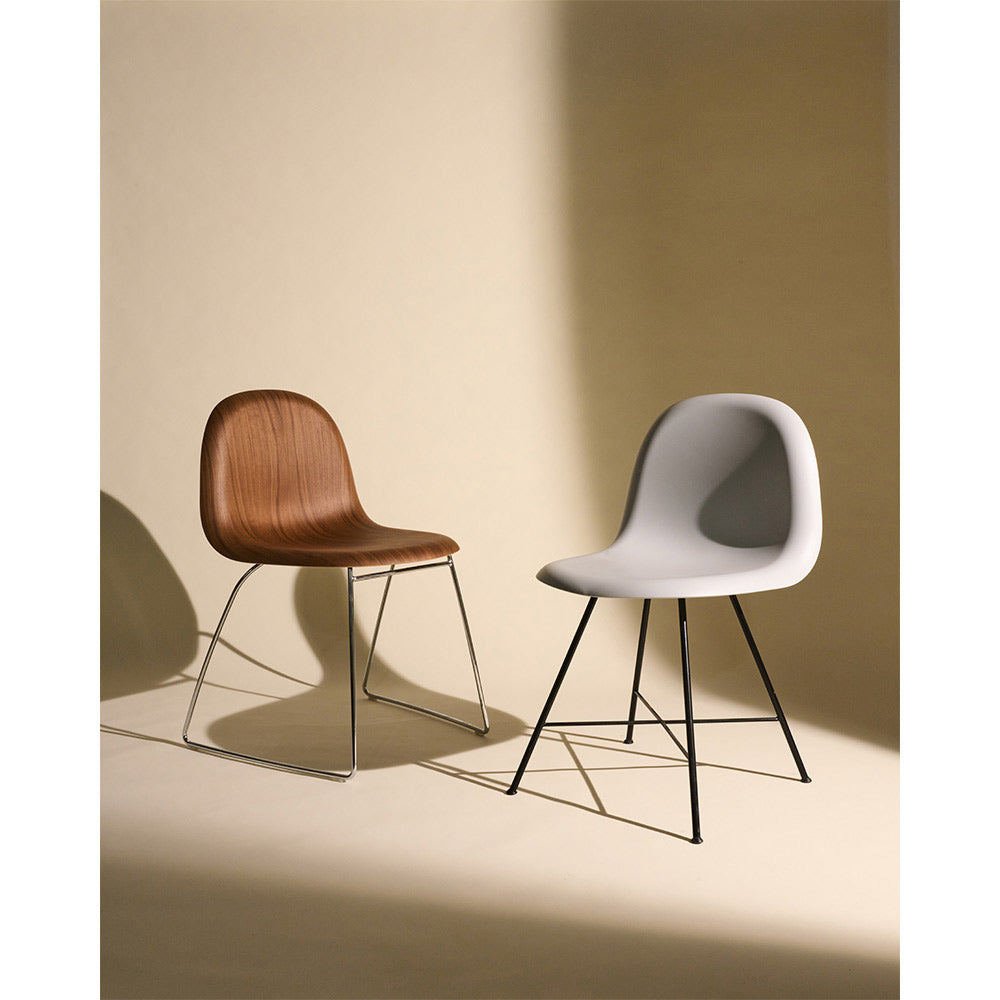 3D Unupholstered Dining Chair - Alabaster White Plastic, Black Matte Stainless Steel Center Base