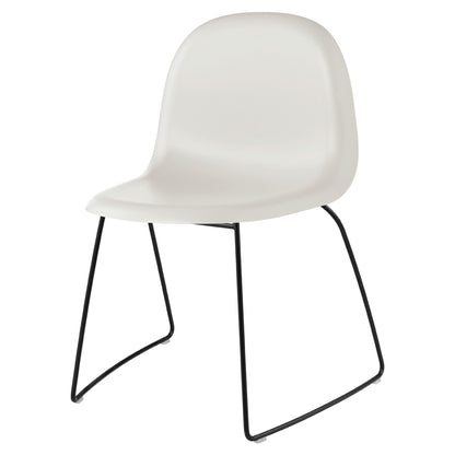 3D Unupholstered Dining Chair - Alabaster White Plastic, Black Matte Stainless Steel Sledge Stackable Base