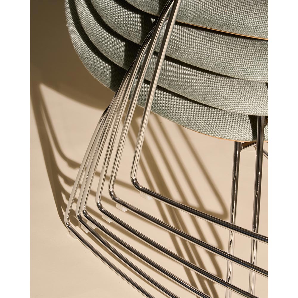 3D Unupholstered Dining Chair - Alabaster White Plastic, Black Matte Stainless Steel Sledge Stackable Base