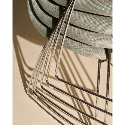 3D Unupholstered Dining Chair - Alabaster White Plastic, Black Matte Stainless Steel Sledge Stackable Base