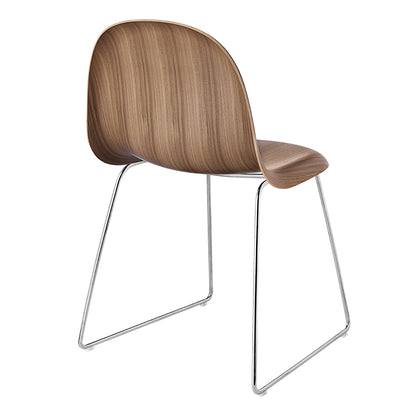3D Unupholstered Dining Chair - American Walnut, Sledge Base