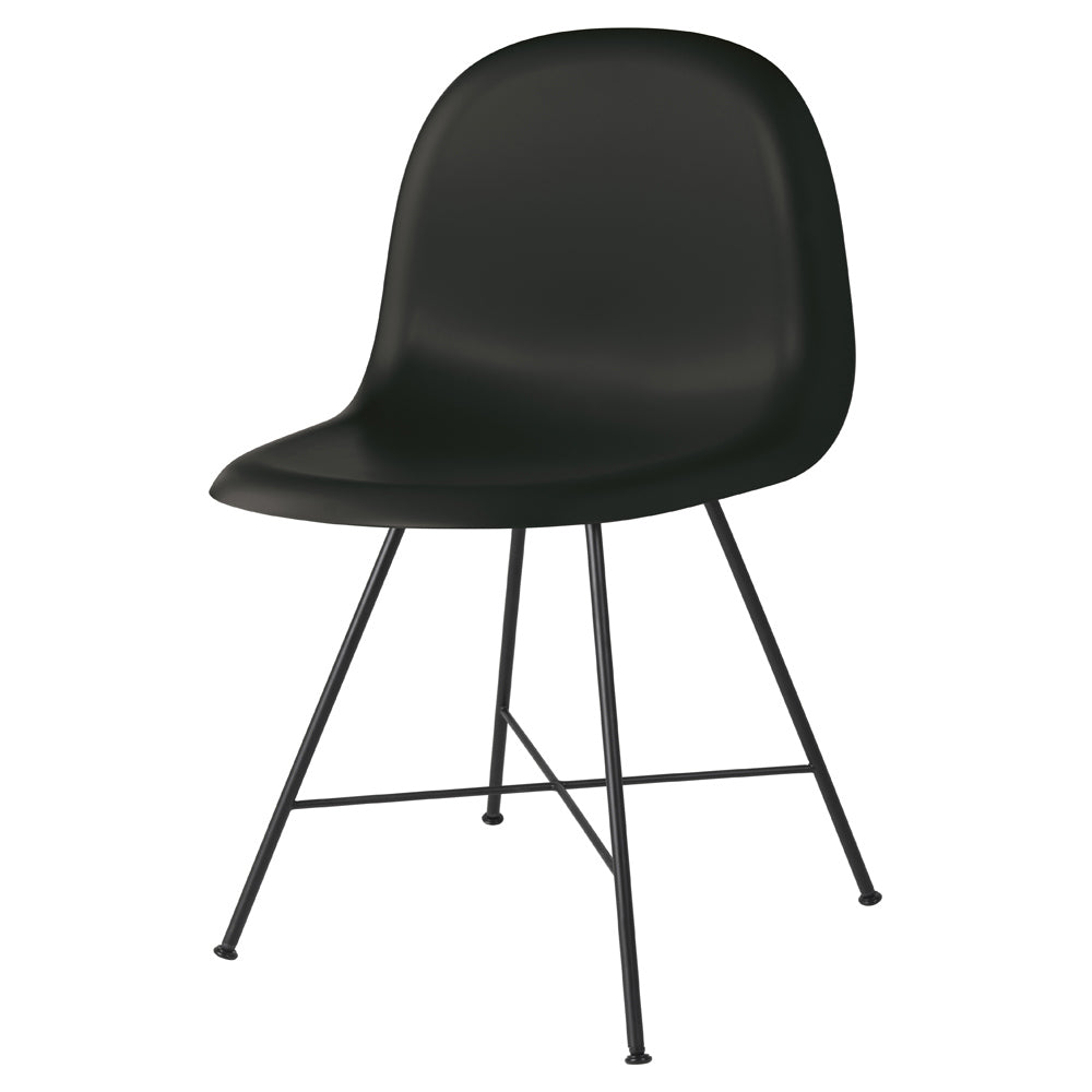 3D Unupholstered Dining Chair - Black Plastic, Black Matte Stainless Steel Center Base