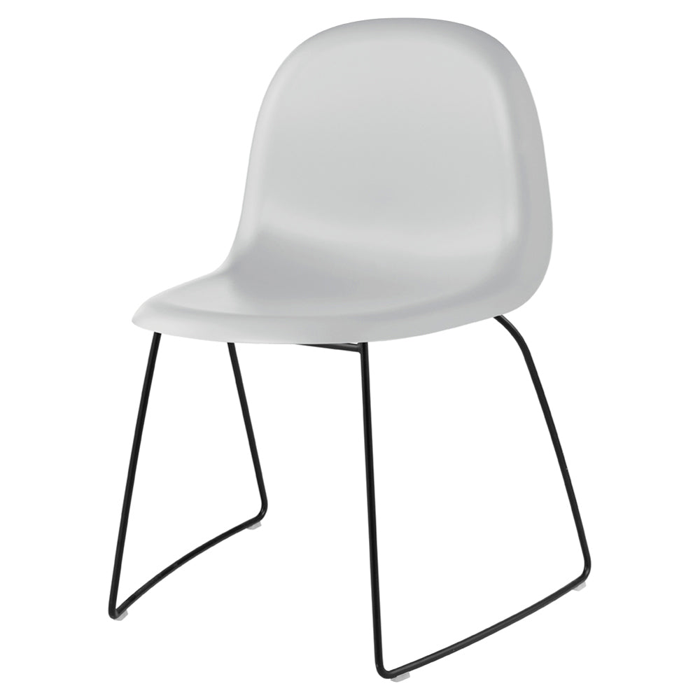 3D Unupholstered Dining Chair - Lunar Gray Plastic, Black Matte Stainless Steel Sledge Stackable Base