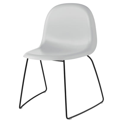 3D Unupholstered Dining Chair - Lunar Gray Plastic, Black Matte Stainless Steel Sledge Stackable Base