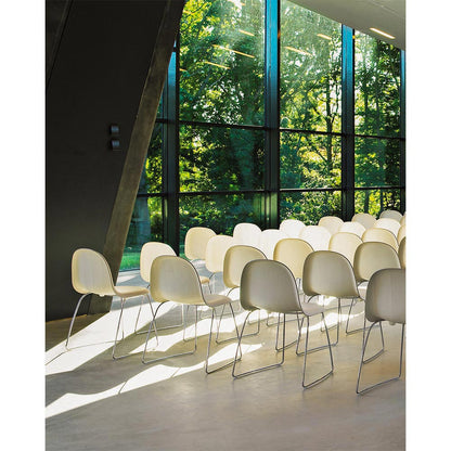 3D Unupholstered Dining Chair - Lunar Gray Plastic, Black Matte Stainless Steel Sledge Stackable Base