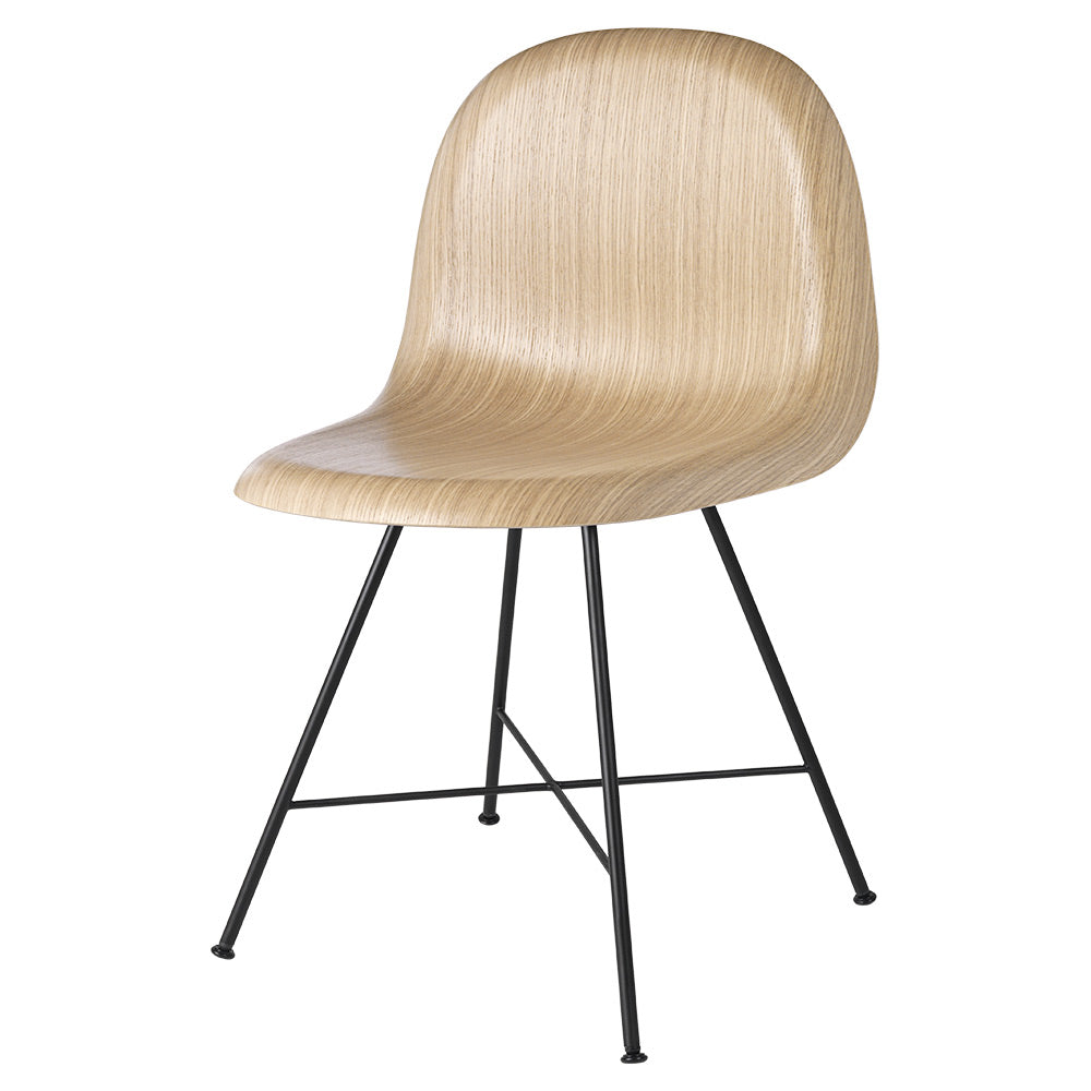 3D Unupholstered Dining Chair - Oak, Black Center Base