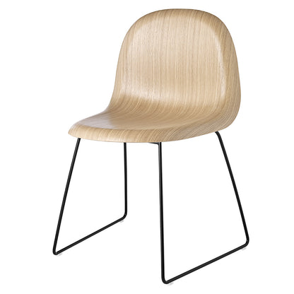 3D Unupholstered Dining Chair - Oak, Black Sledge Base