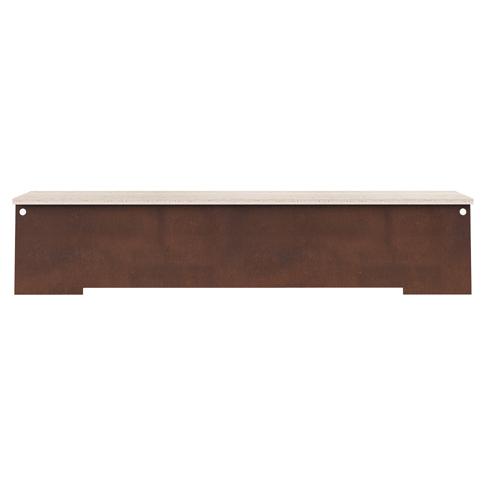 64 Bench - Corten Steel, Travertine