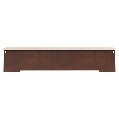 64 Bench - Corten Steel, Travertine
