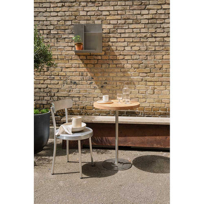 64 Bench - Corten Steel, Travertine