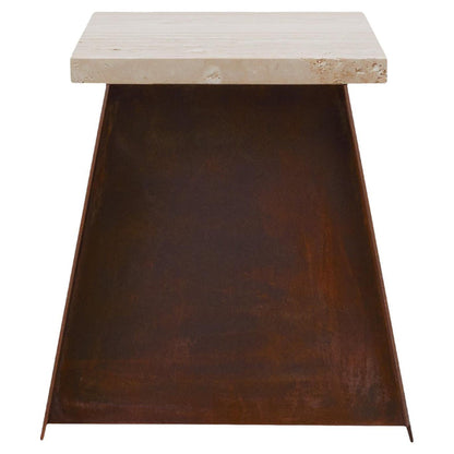 64 Plinth - Corten Steel, Travertine
