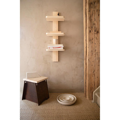 64 Plinth - Corten Steel, Travertine