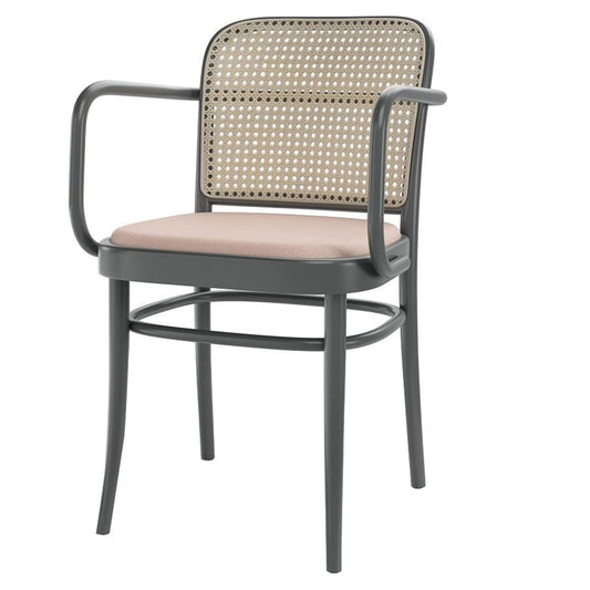 811 Arm Chair - Upholstered, Cane Back