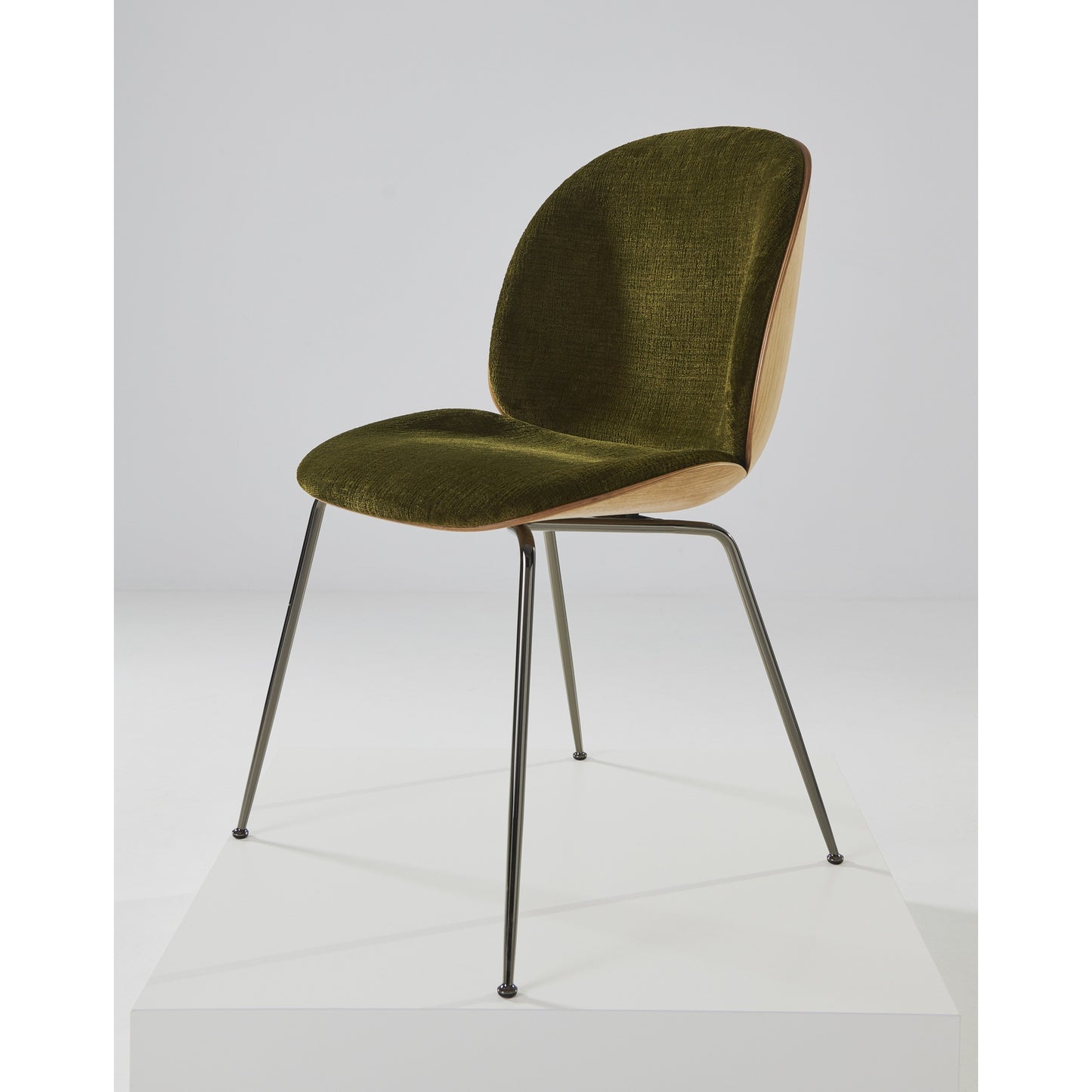 Beetle Front Upholstered Dining Chair - Veneer Shell, Conic Base
