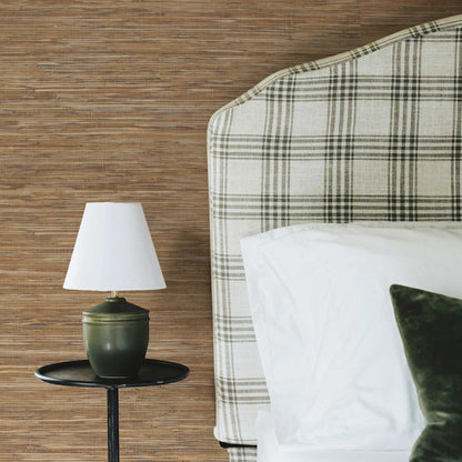 Stranded Knotted Hemp Grasscloth Wallpaper - Natural on Espresso