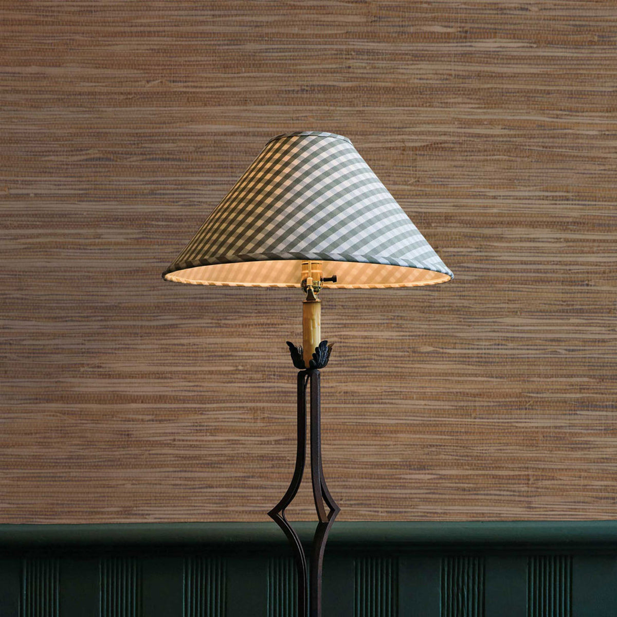 Stranded Knotted Hemp Grasscloth Wallpaper - Natural on Espresso