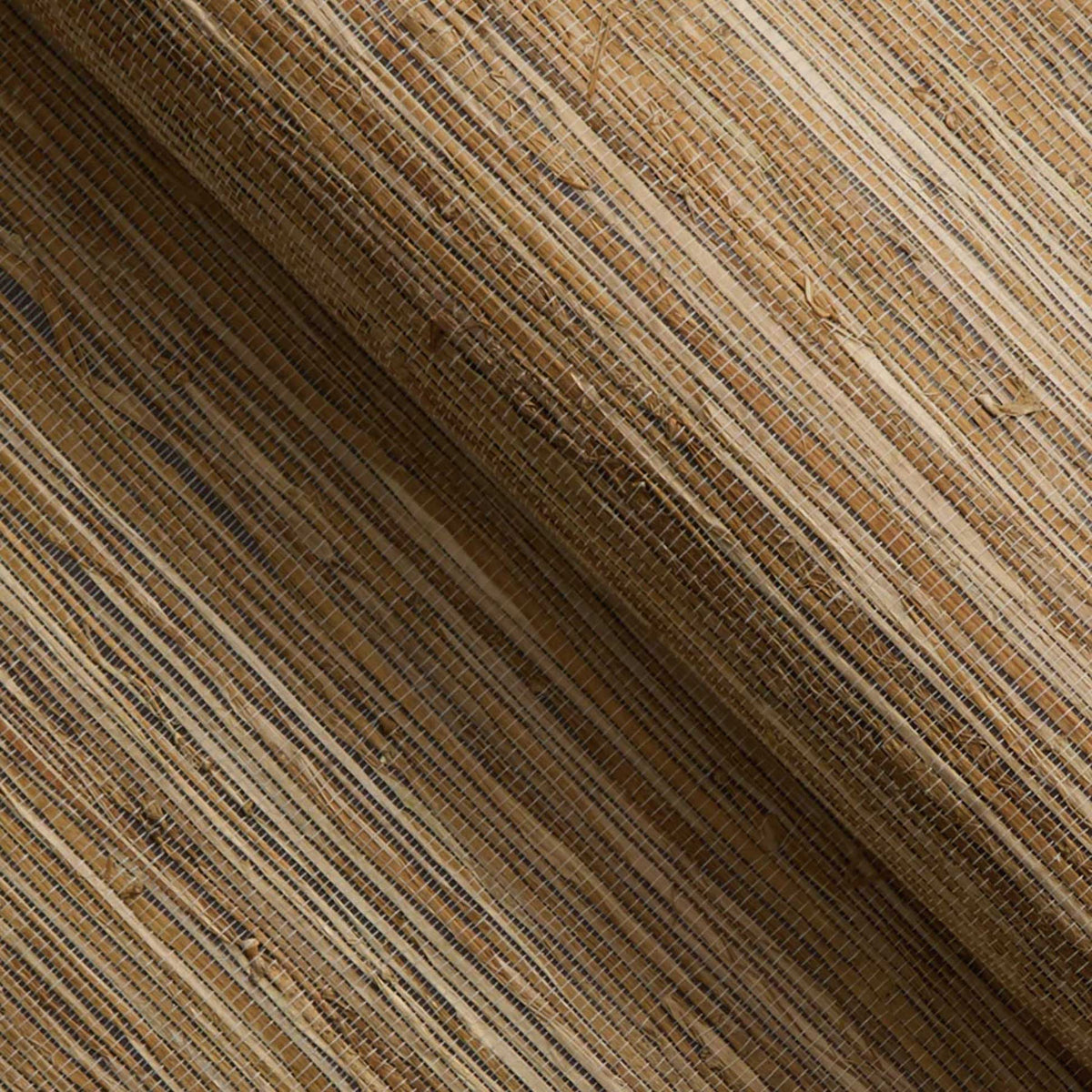 Stranded Knotted Hemp Grasscloth Wallpaper - Natural on Espresso