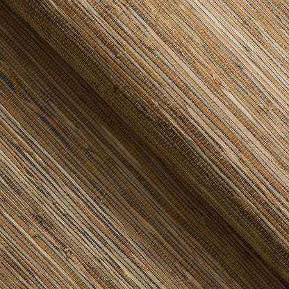Stranded Knotted Hemp Grasscloth Wallpaper - Natural on Espresso