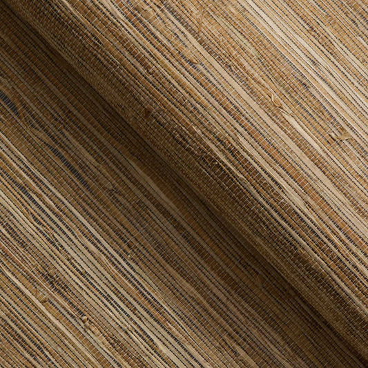Stranded Knotted Hemp Grasscloth Wallpaper - Natural on Espresso