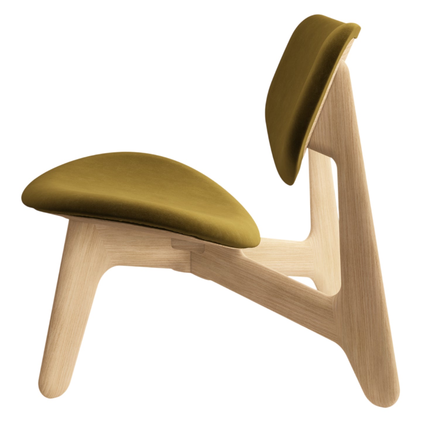 Slab Lounge Chair - Natural Oak, Royal Velvet 0162