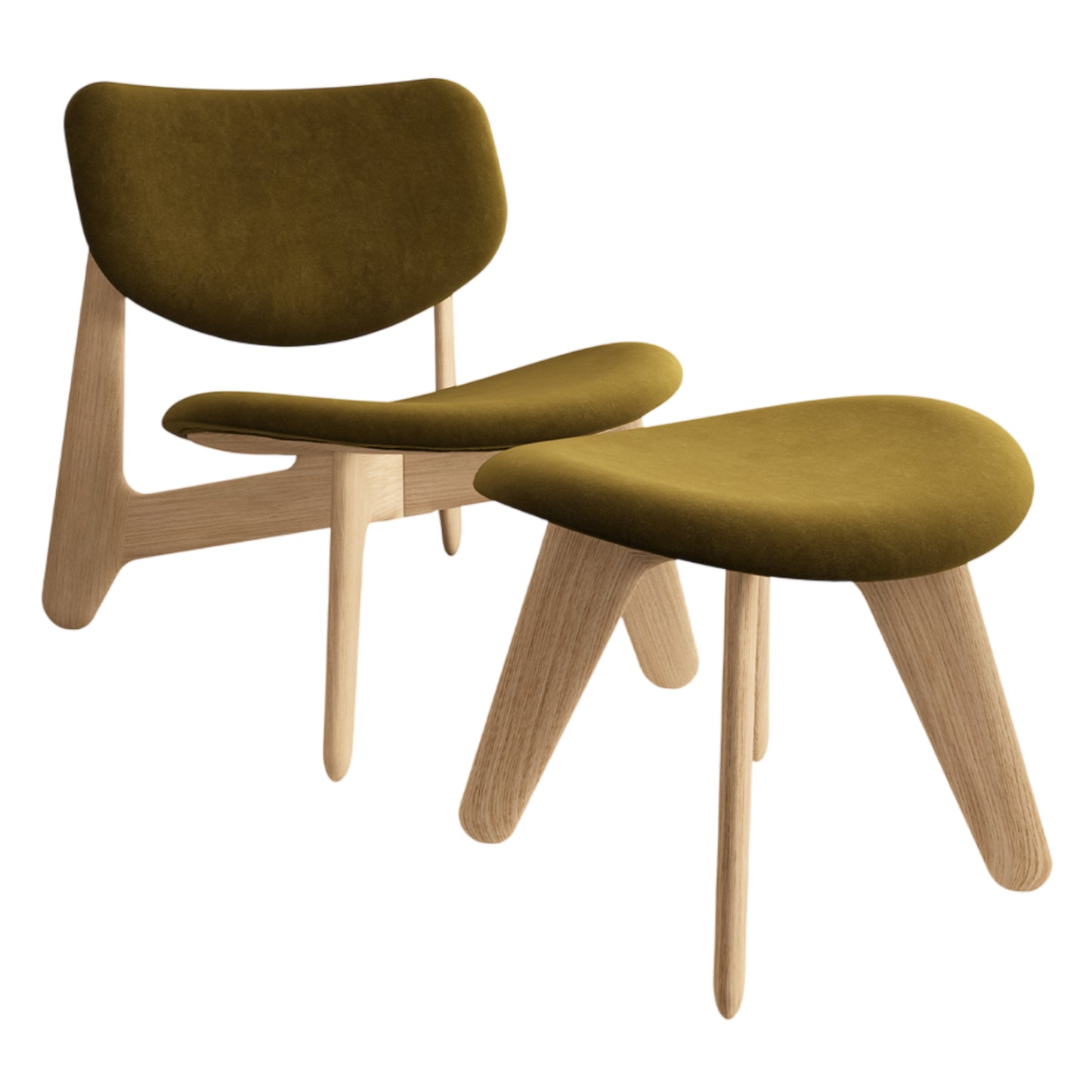 Slab Lounge Chair - Natural Oak, Royal Velvet 0162