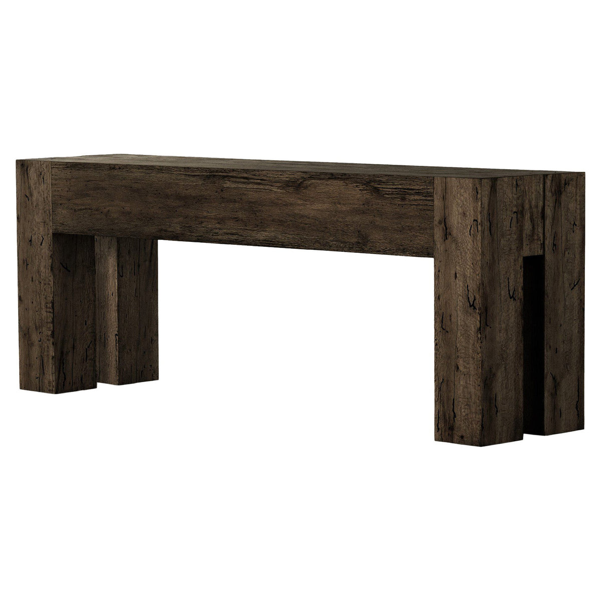 Abaso Console Table - Ebony Rustic Wormwood Oak