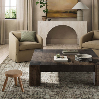 Abaso Rectangular Coffee Table - Ebony Rustic Wormwood Oak - 55"W