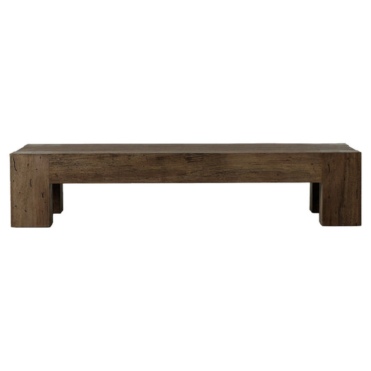 Abaso Rectangular Coffee Table - Ebony Rustic Wormwood Oak - 70"W