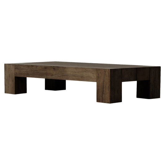 Abaso Rectangular Coffee Table - Ebony Rustic Wormwood Oak - 70"W
