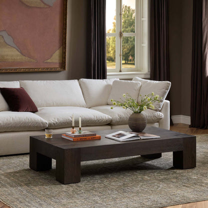 Abaso Rectangular Coffee Table - Ebony Rustic Wormwood Oak - 70"W