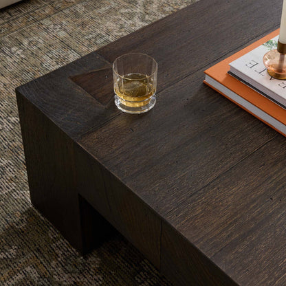 Abaso Rectangular Coffee Table - Ebony Rustic Wormwood Oak - 70"W