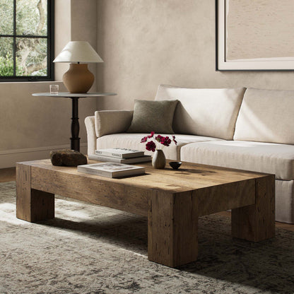 Abaso Rectangular Coffee Table - Rustic Wormwood Oak - 70"W