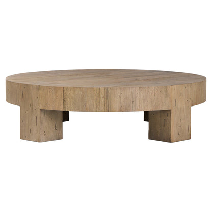 Abaso Round Coffee Table - Rustic Wormwood Oak