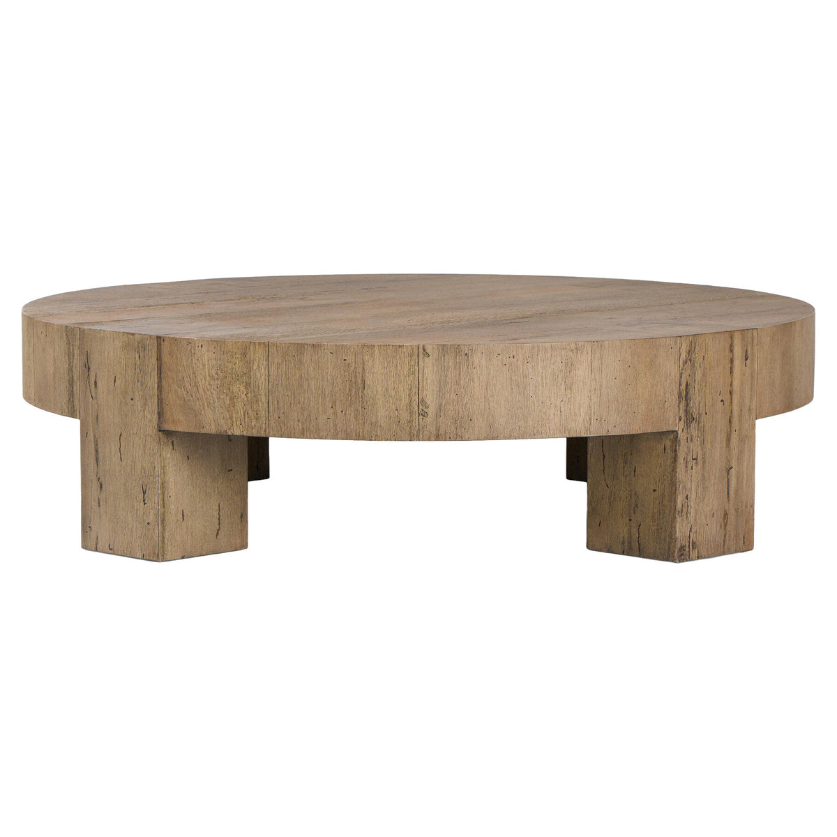 Abaso Round Coffee Table - Rustic Wormwood Oak