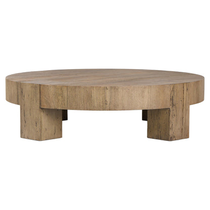 Abaso Round Coffee Table - Rustic Wormwood Oak