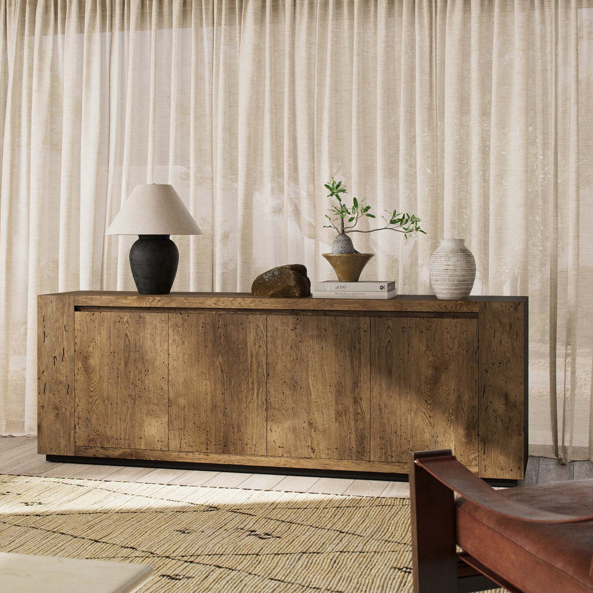 Abaso Sideboard - Rustic Wormwood Oak