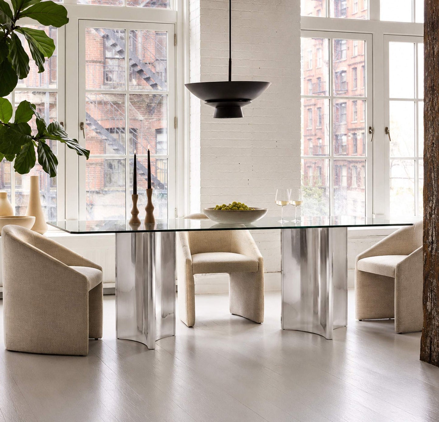 Abbott Rectangular Dining Table - Stainless Steel