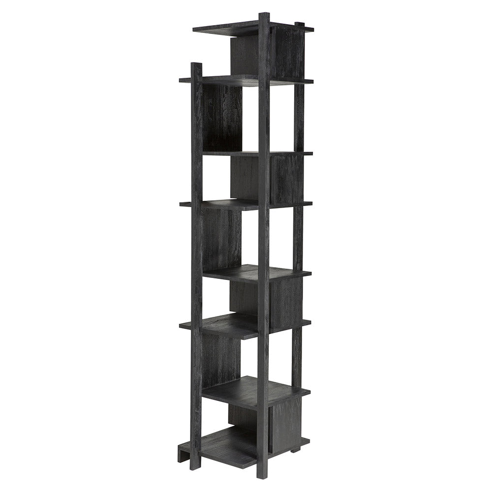 Abstract Black Teak Bookcase