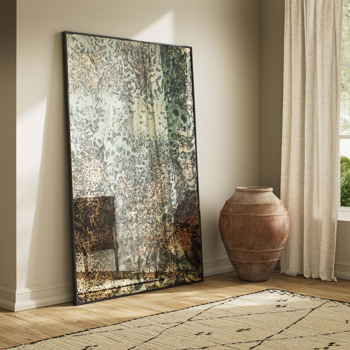 Acid Wash Floor Mirror - Iron Matte Black